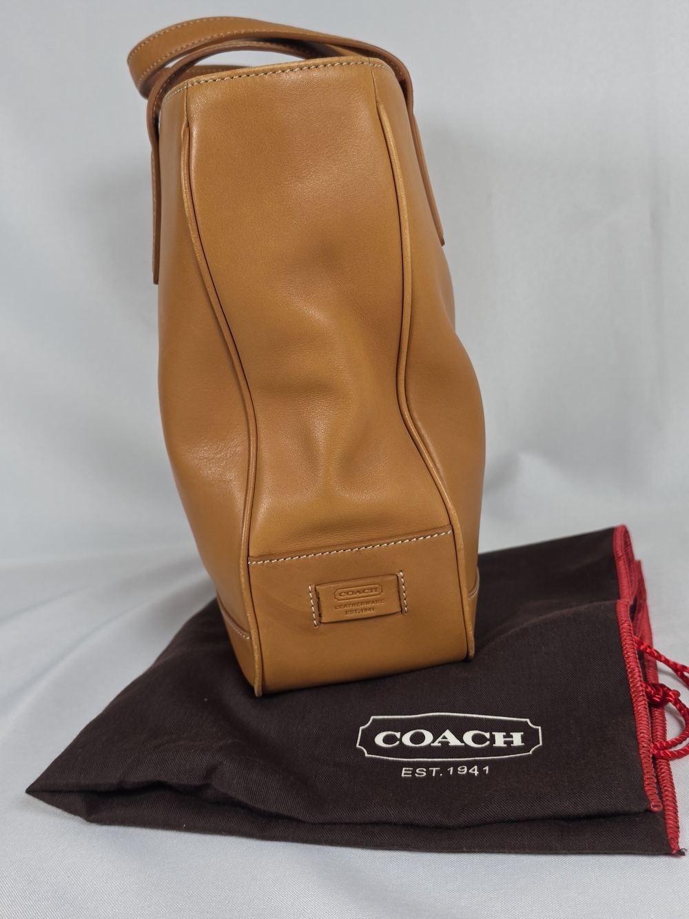 Coach Vintage 7787 Hampton Shopper Camel Tan Leather Medium Bag Womens - Picture 4 of 16
